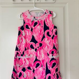 Lily Pulitzer classic mini shift dress in neon flamingo print